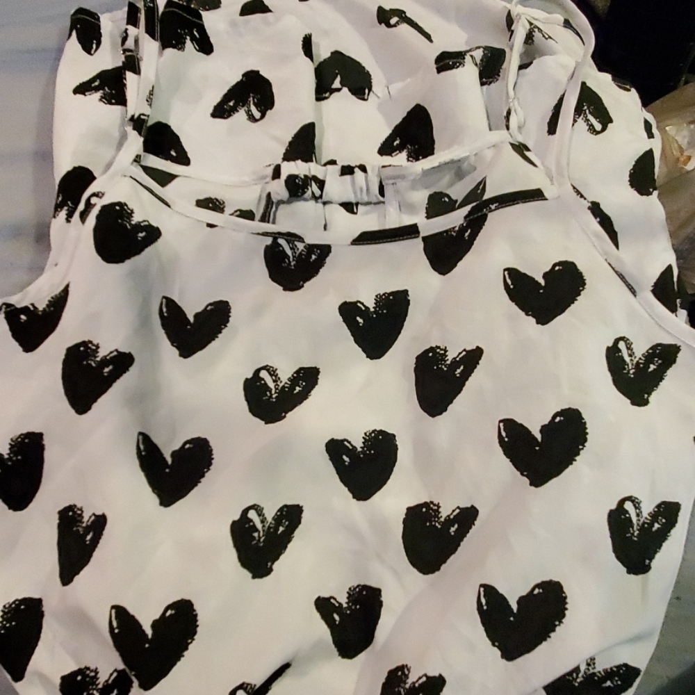 White Dress with Black Hearts, L